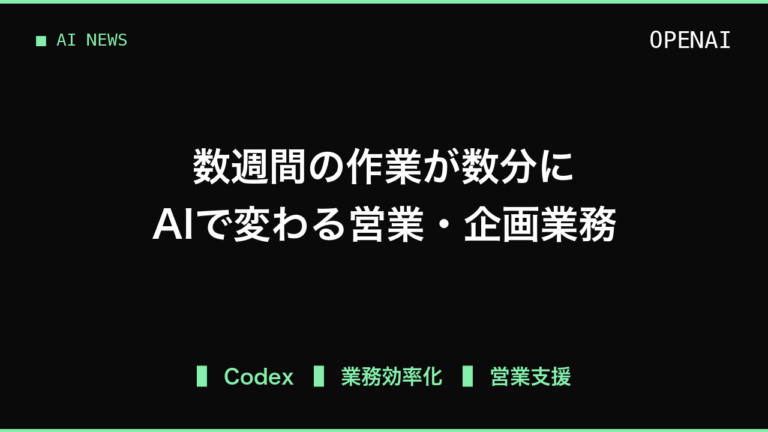 数週間かかる作業が数分に！OpenAIのAIツールで変わる営業・企画の業務プロセス