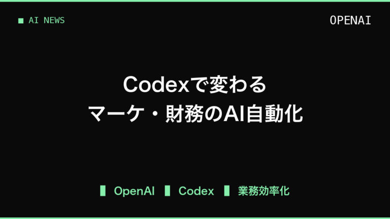 AIが画像や財務報告を自動作成、OpenAI Codexで変わるマーケティングと財務の作業