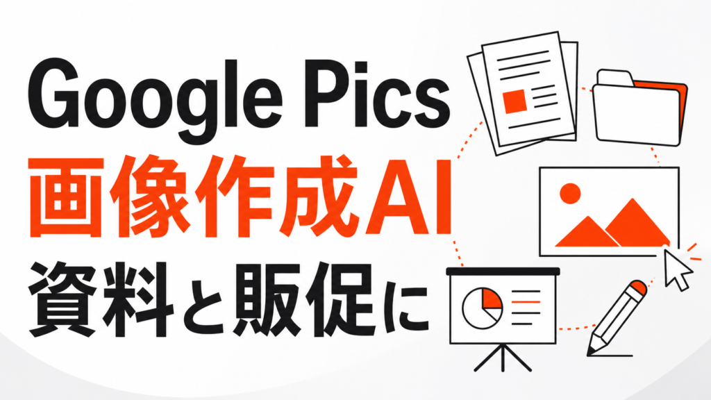 Google Picsで資料と販促画像の作成を始めることを示すアイキャッチ