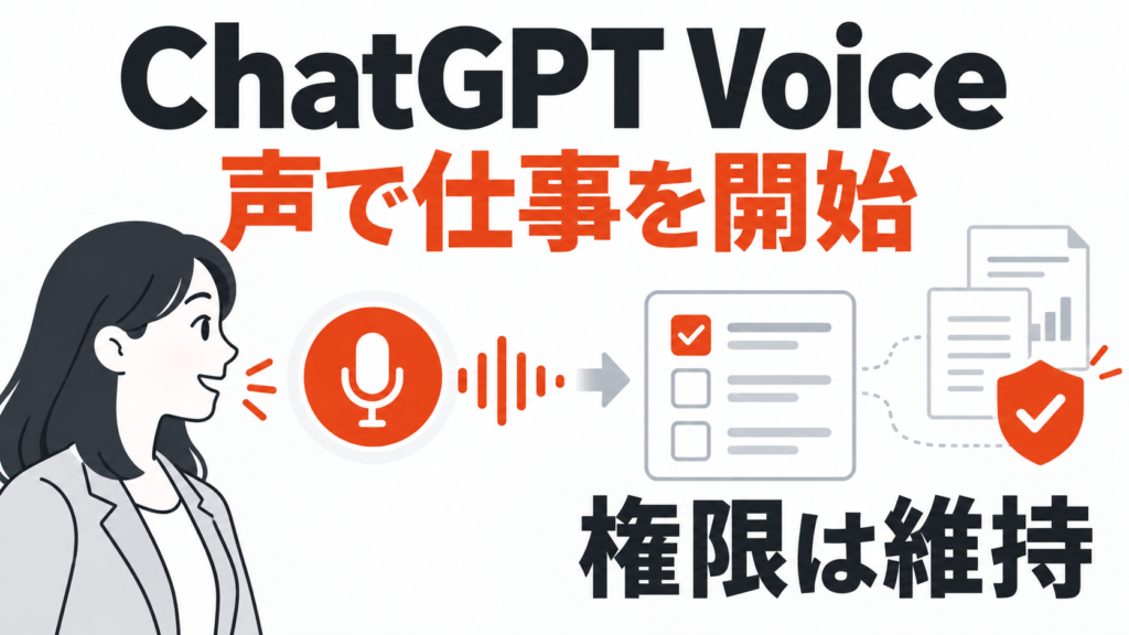 ChatGPT Voiceで声から仕事を開始し権限を維持することを示すサムネイル